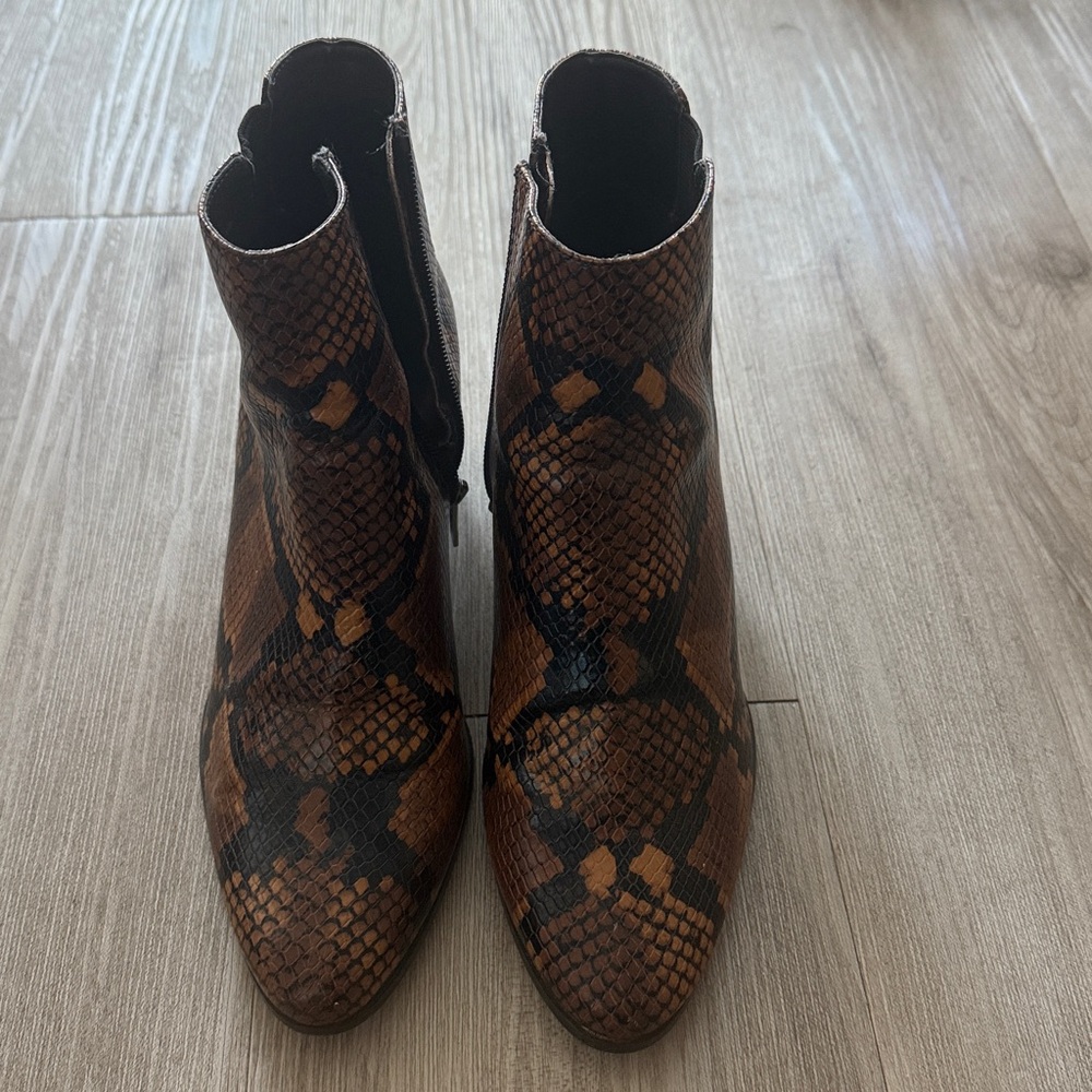 CK python print faux leather boots